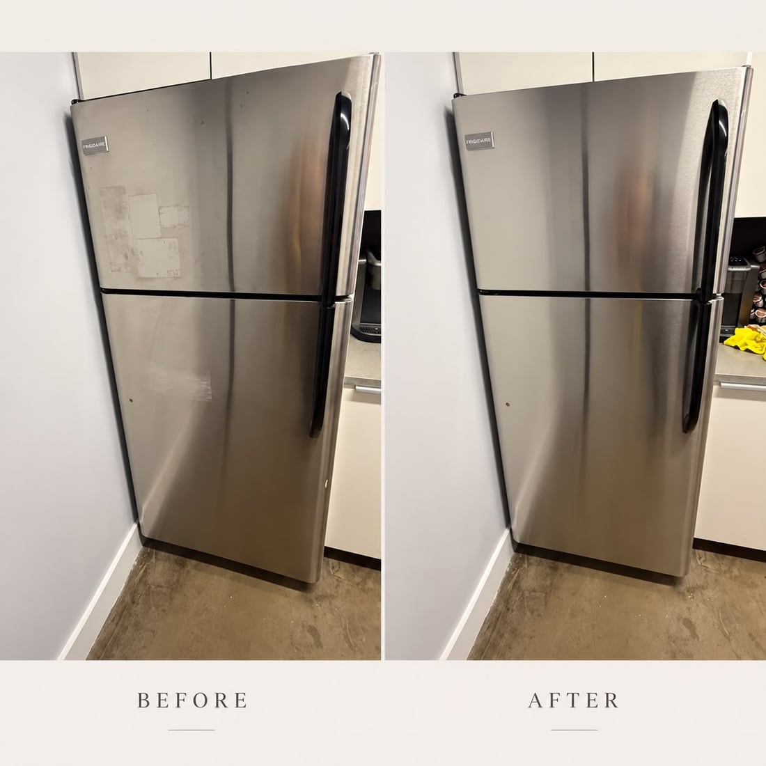 Refrigerator before and after cleaning